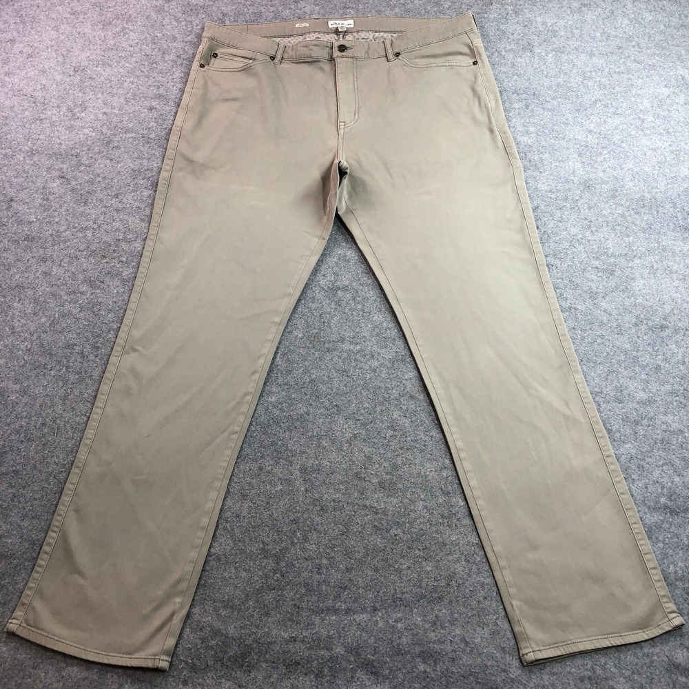 Peter Millar Mens Pants 40 Bone Khaki Cotton Modal Stretch Five-Pocket Straight